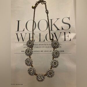 J. Crew Crystal Floral Necklace in Silver and Gold